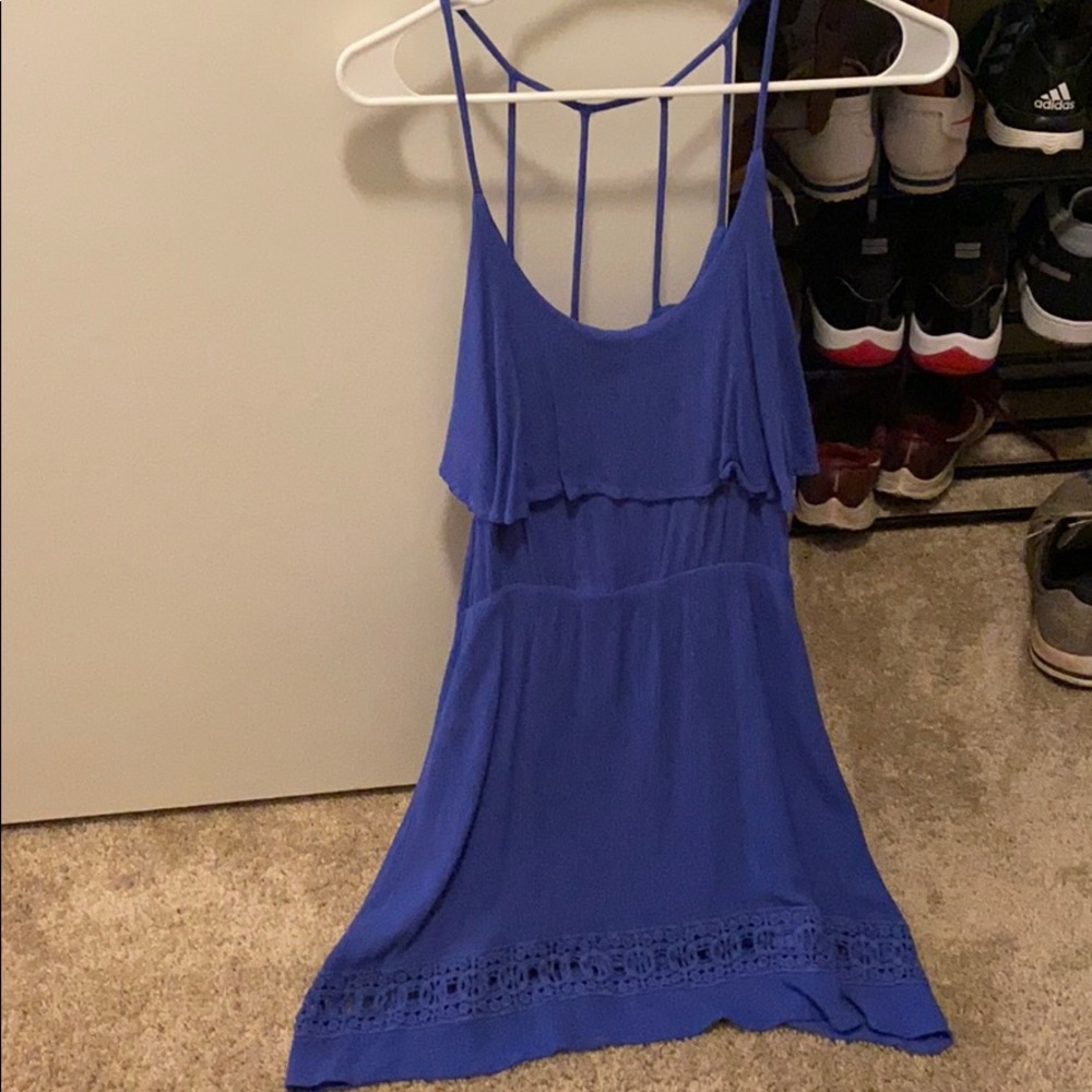 Womens Blue Ruffle Top Dress (S)
